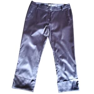 NWOT Rachel Zoe Pewter Satin Liquid Metal Cuffed Capri Pants Size 4